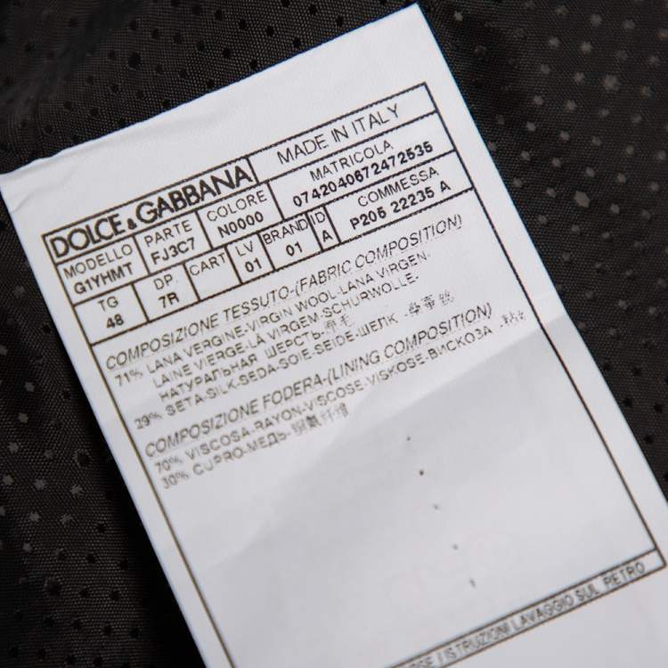 Pre Owned Dolce & Gabbana Black Patterned Wool Button Front Waistcoat M