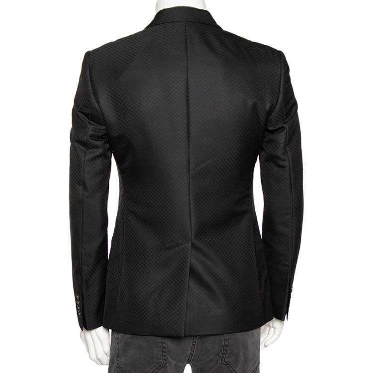 Pre Owned Dolce & Gabbana Black Patterned Wool Single Breasted Blazer M
