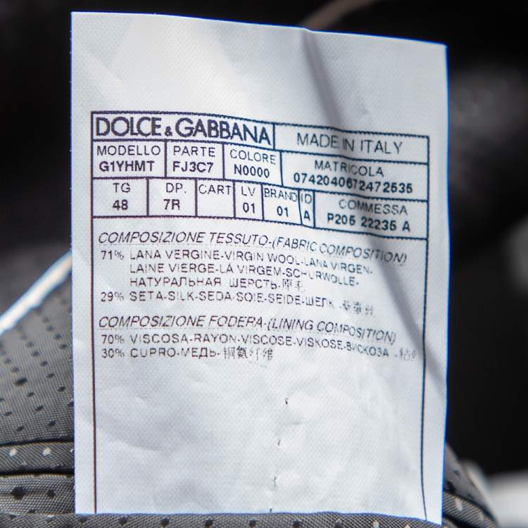 Pre Owned Dolce & Gabbana Black Patterned Wool Single Breasted Blazer M
