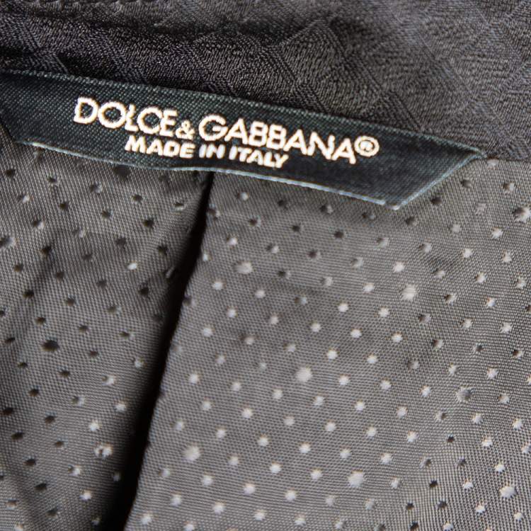 Pre Owned Dolce & Gabbana Black Patterned Wool Single Breasted Blazer M