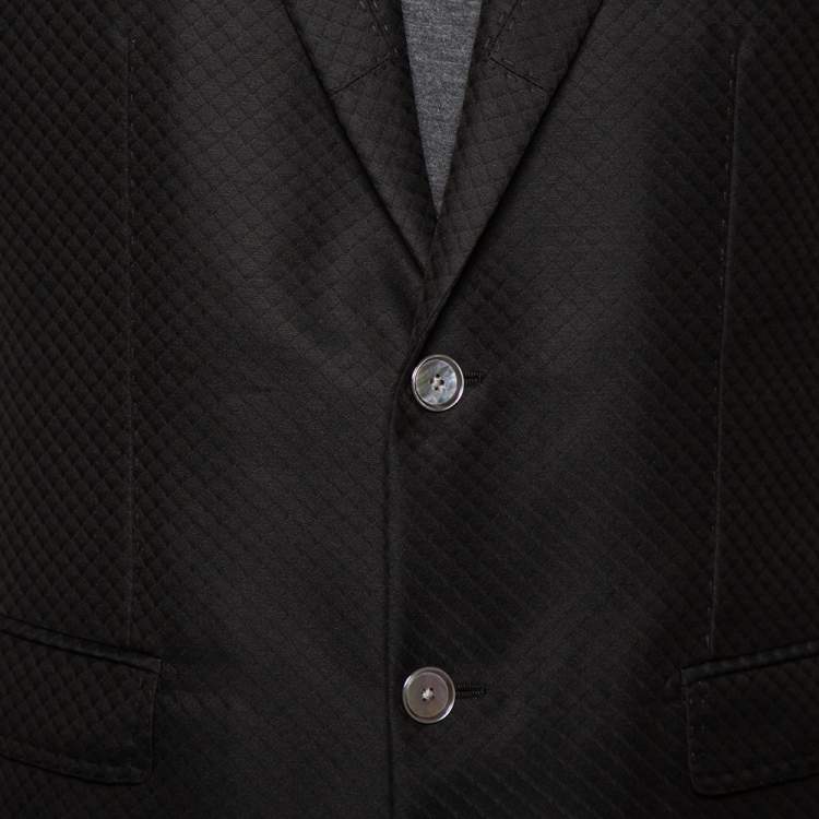 Pre Owned Dolce & Gabbana Black Patterned Wool Single Breasted Blazer M