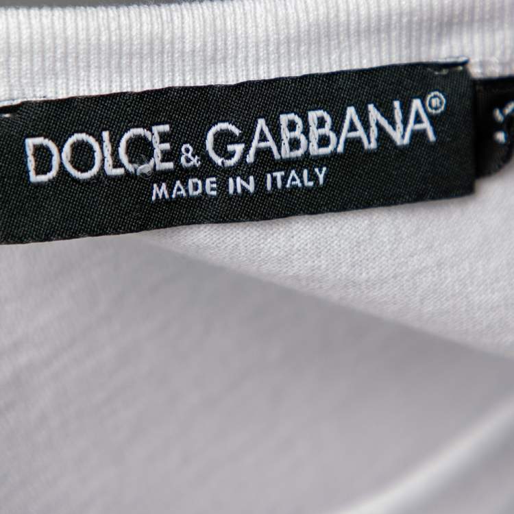 Pre Owned Dolce & Gabbana White Cotton King Crown Embroidered T-Shirt S