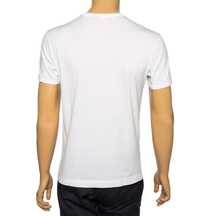 Pre Owned Dolce & Gabbana White Cotton King Crown Embroidered T-Shirt S