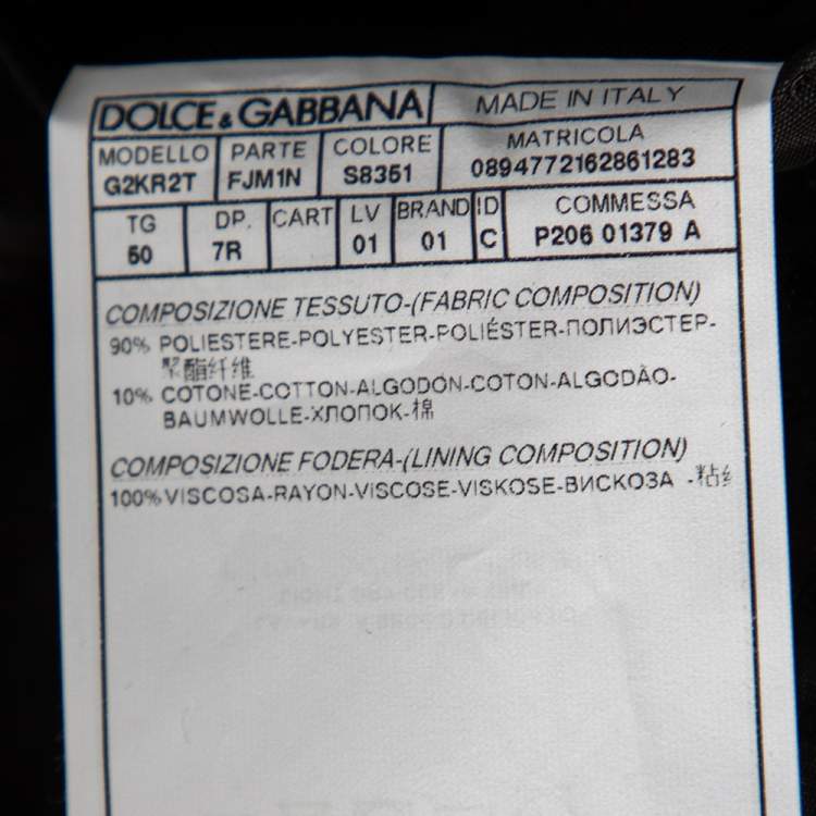 Pre Owned Dolce & Gabbana Metallic Jacquard And Velvet Trimmed Martini Tuxedo L