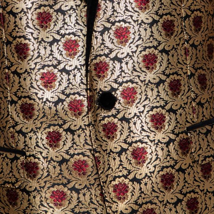 Pre Owned Dolce & Gabbana Metallic Jacquard And Velvet Trimmed Martini Tuxedo L