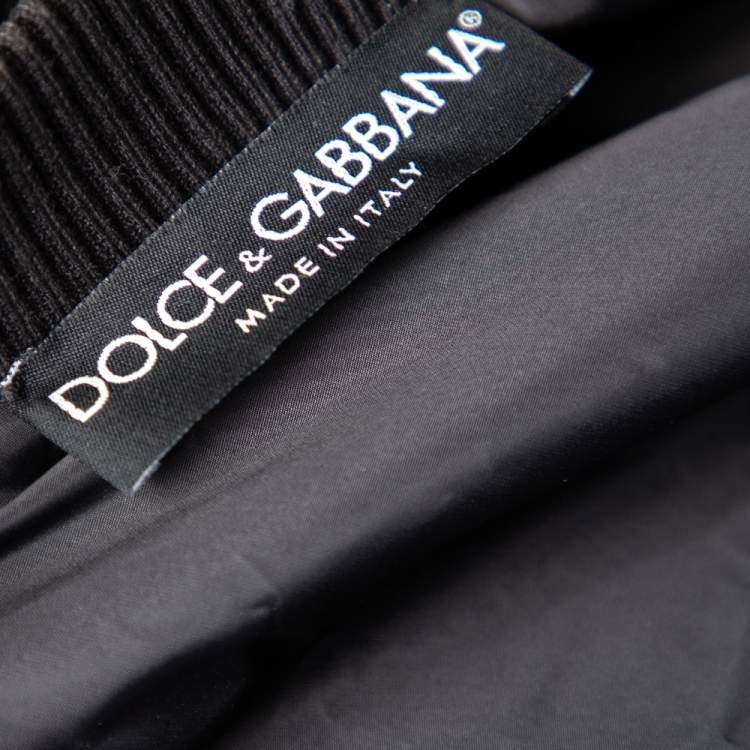 Pre Owned Dolce & Gabbana Grey Synthetic Bee & Crown Embroidered Jacket XXL