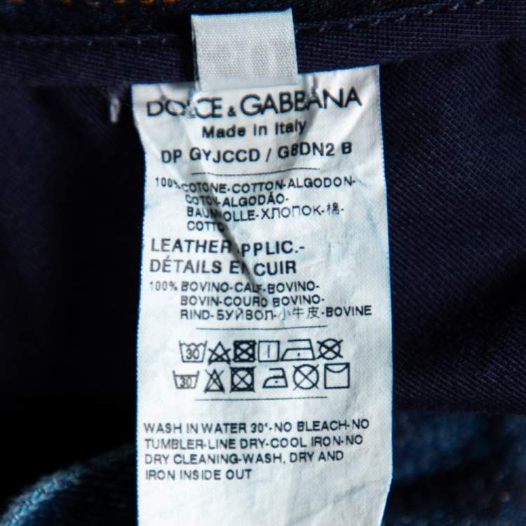 مملوكة مسبقًا Dolce & Gabbana Blue Distressed Denim Regular Fit Jeans L