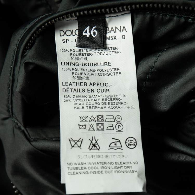 Pre Owned Dolce & Gabbana Dark Green Synthetic Rib Knit Trimmed Bomber Jacket S 