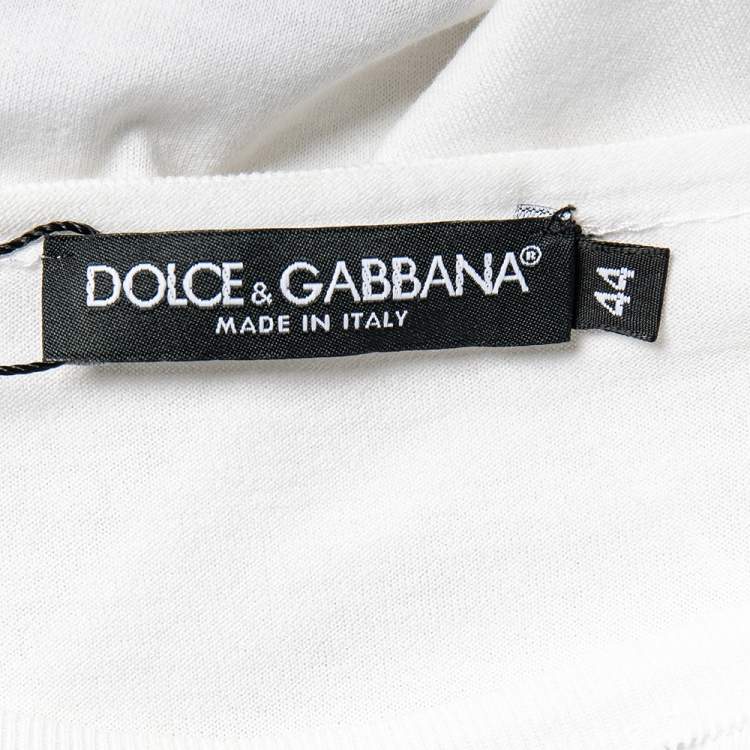 Pre Owned Dolce & Gabbana White Logo Printed Cotton Short Sleeve T-Shirt XS