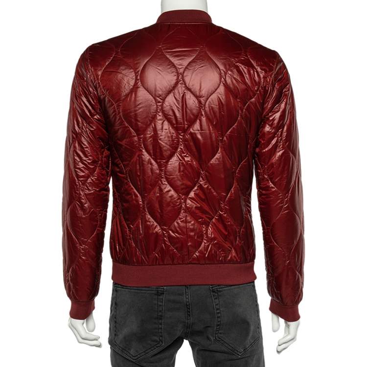 Pre Owned Dolce & Gabbana Burgundy Quilted Bomber Jacket S