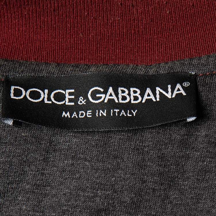 Pre Owned Dolce & Gabbana Burgundy Quilted Bomber Jacket S