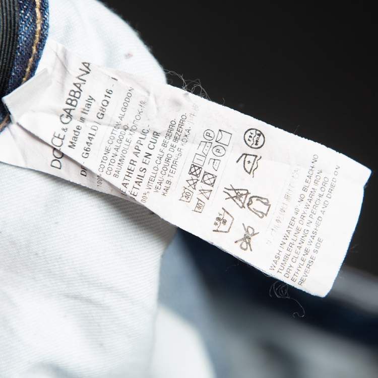 Pre Owned Dolce & Gabbana Blue Distressed Denim Tapered Jeans XL 