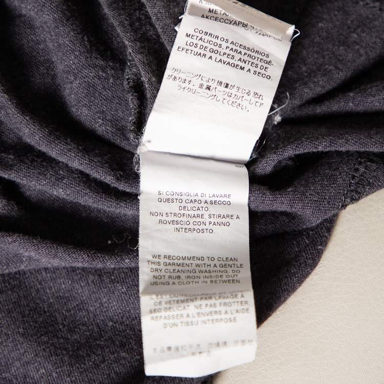 Pre Owned Dolce & Gabbana Grey Cotton Crown & Bee Patch V-Neck T Shirt XXXL