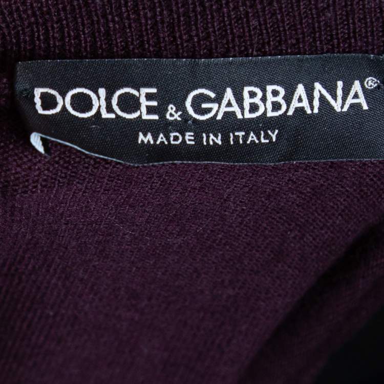 Pre Owned Dolce & Gabbana Burgundy Wool Embroidered Crown Detailed Jumper XXL 