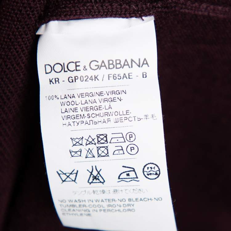 Pre Owned Dolce & Gabbana Burgundy Wool Embroidered Crown Detailed Jumper XXL 