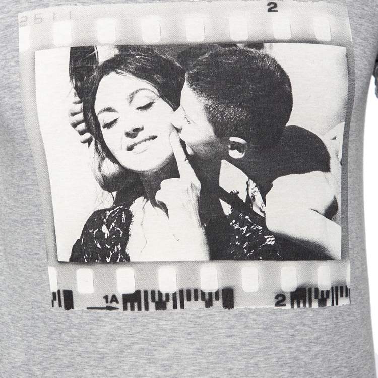 مملوكة مسبقًا Dolce & Gabbana Grey Cotton Monica Bellucci Printed Cotton T-Shirt XS