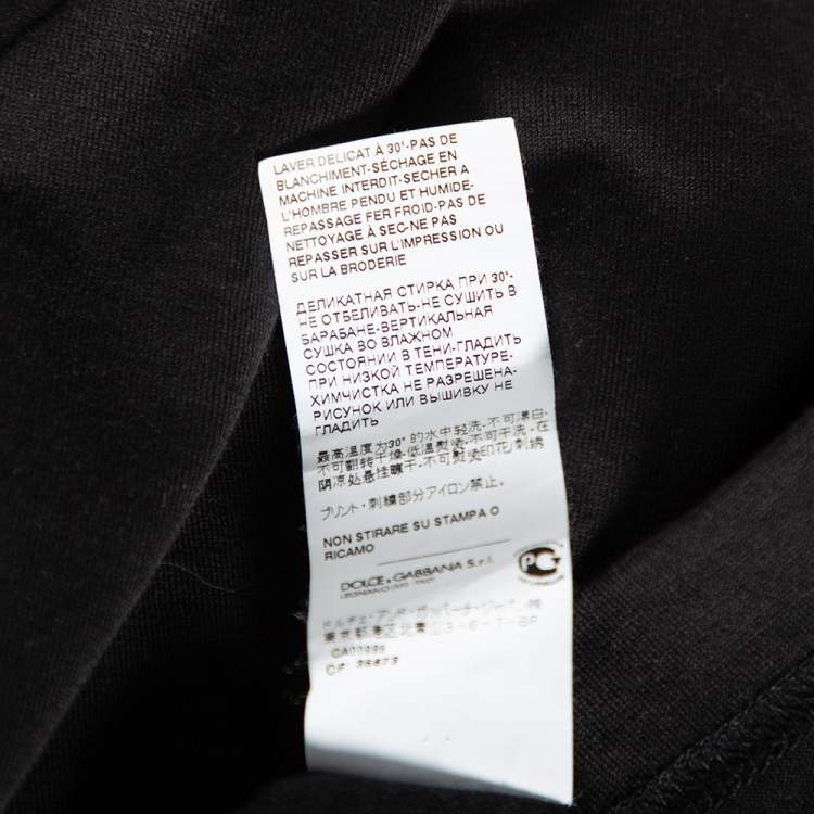 Pre Owned Dolce & Gabbana Black DG Royals Printed Cotton Short Sleeve T-Shirt M