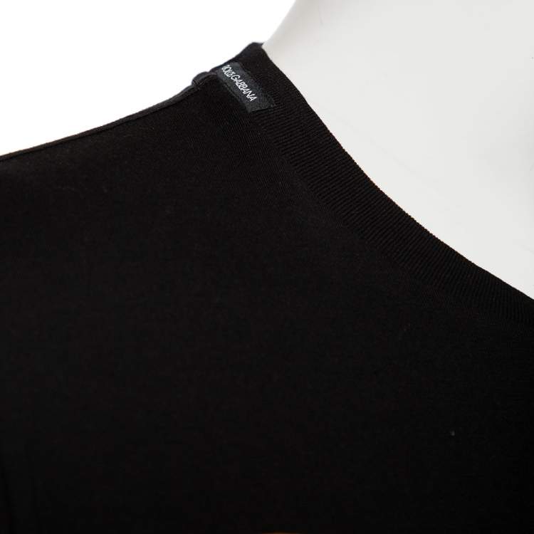 Pre Owned Dolce & Gabbana Black DG Royals Printed Cotton Short Sleeve T-Shirt M