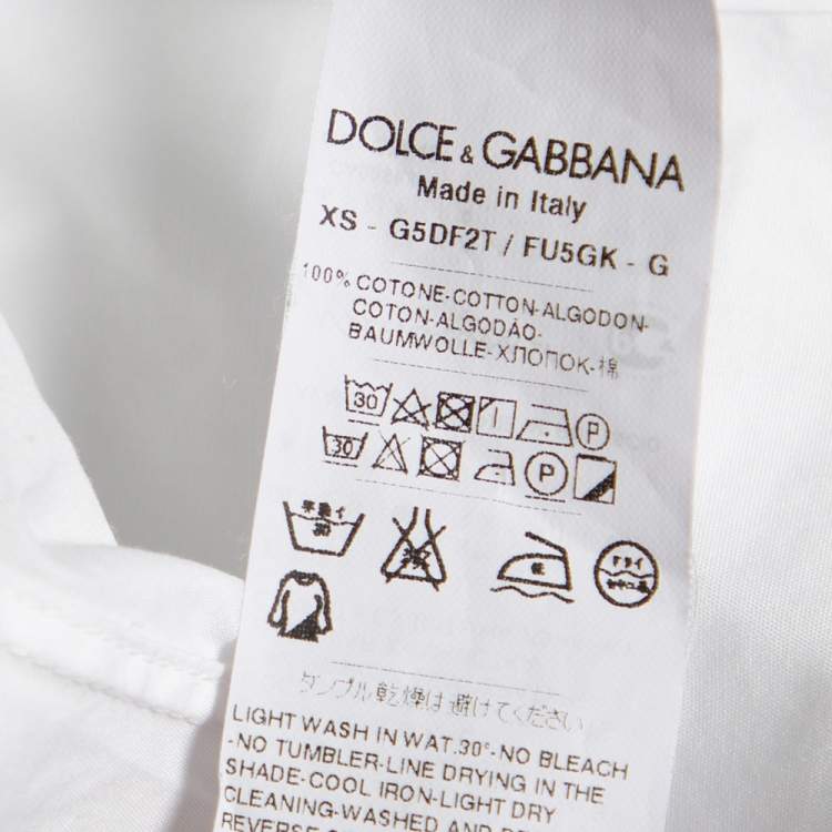 Pre Owned Dolce & Gabbana White Cotton Square Bib Detailed Gold Label Shirt M