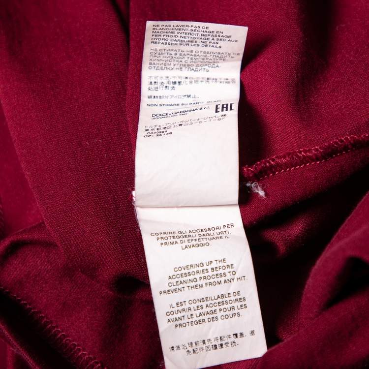 Pre Owned Dolce & Gabbana Maroon Cotton Logo Embroidered Short Sleeve T-Shirt M