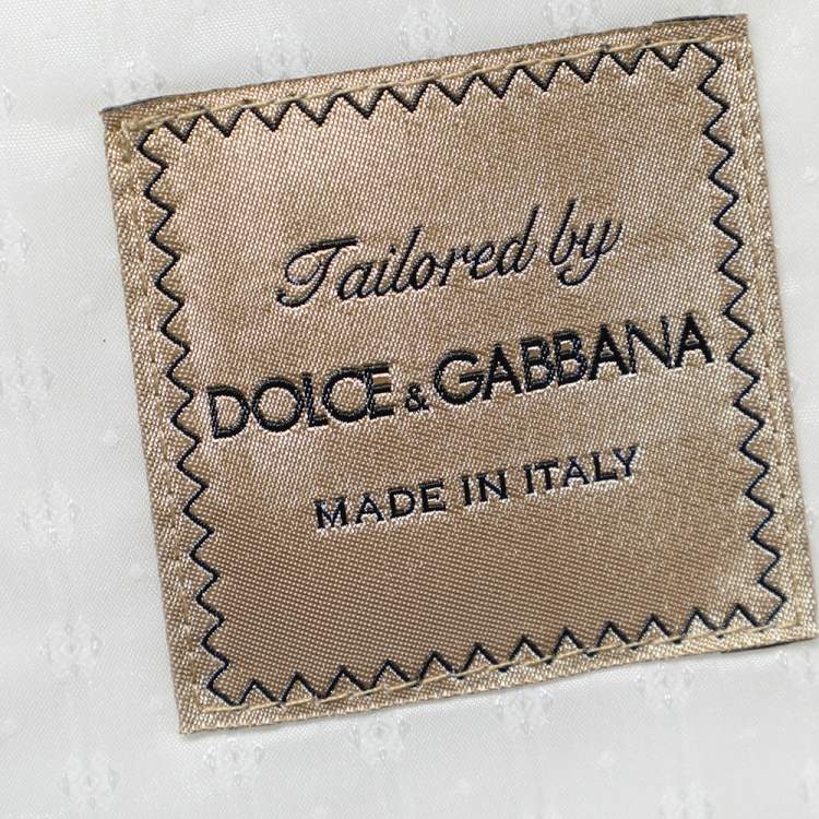 Pre Owned Dolce & Gabbana White Cotton Double Breasted Blazer M