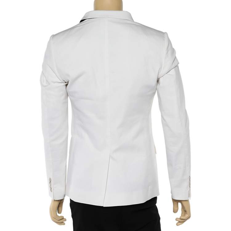 Pre Owned Dolce & Gabbana White Cotton Double Breasted Blazer M