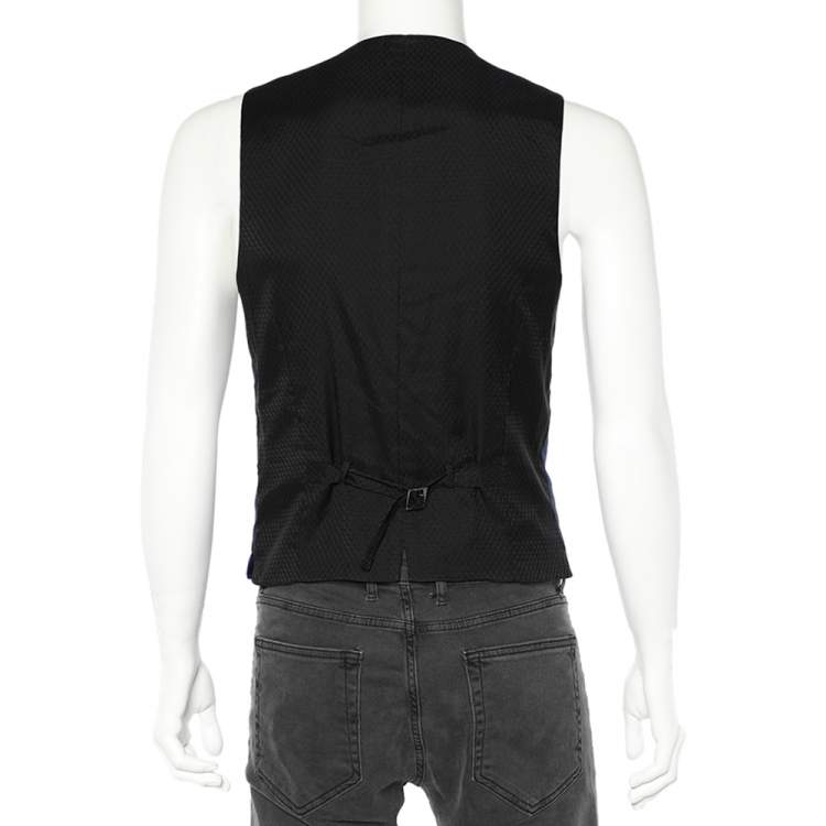 Pre Owned Dolce & Gabbana Blue Velvet Sleeveless Vest M