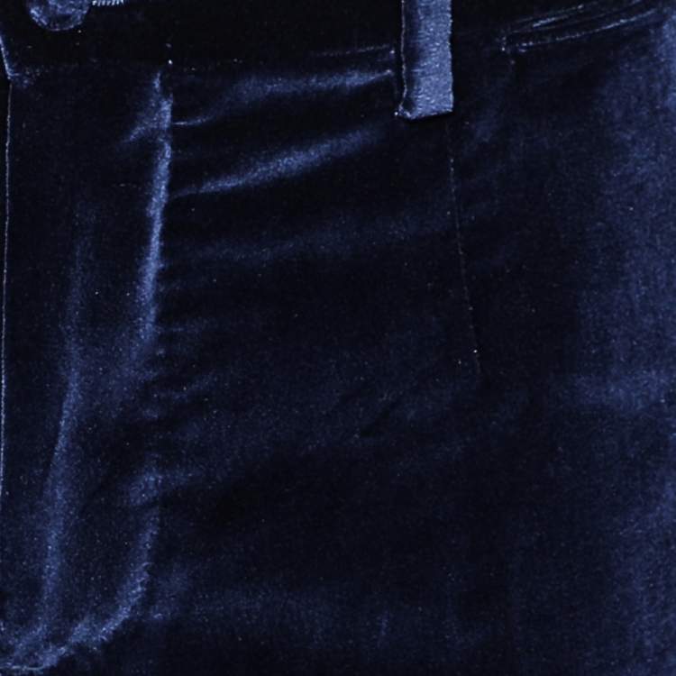 Pre Owned Dolce & Gabbana Blue Velvet Tapered Leg Trousers M