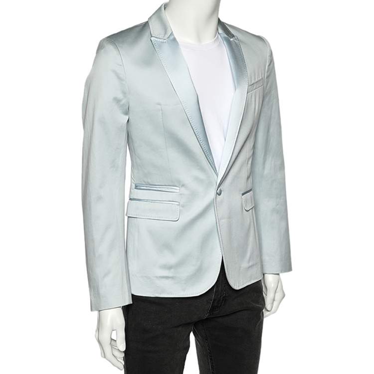 Pre Owned Dolce & Gabbana Blue Cotton Button Front Blazer S