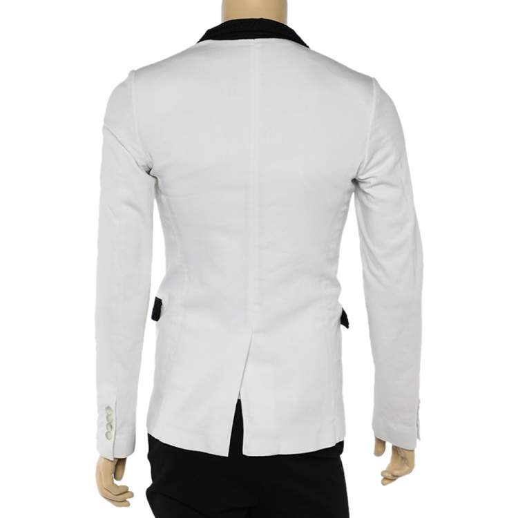 Pre Owned Dolce & Gabbana White Contrast Detail Button Front Blazer M