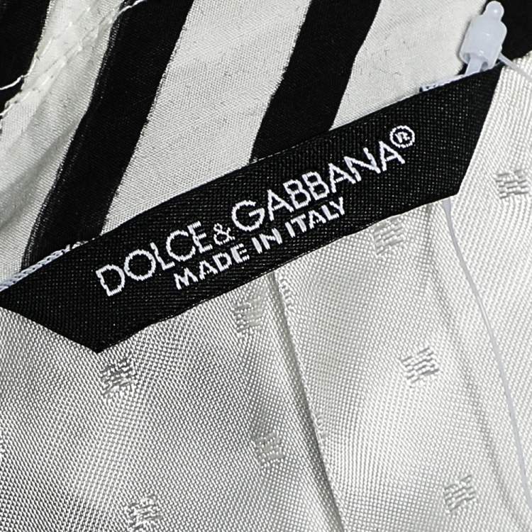Pre Owned Dolce & Gabbana Monochrome Striped Cotton Button Front Blazer M