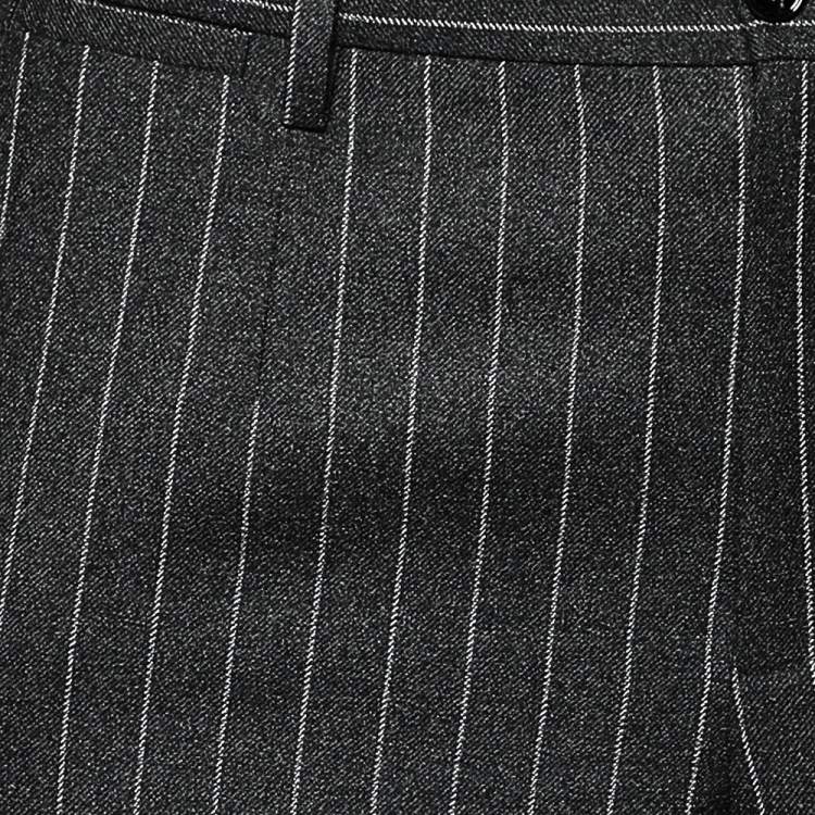 Pre Owned Dolce & Gabbana Charcoal Grey Striped Wool Trousers M