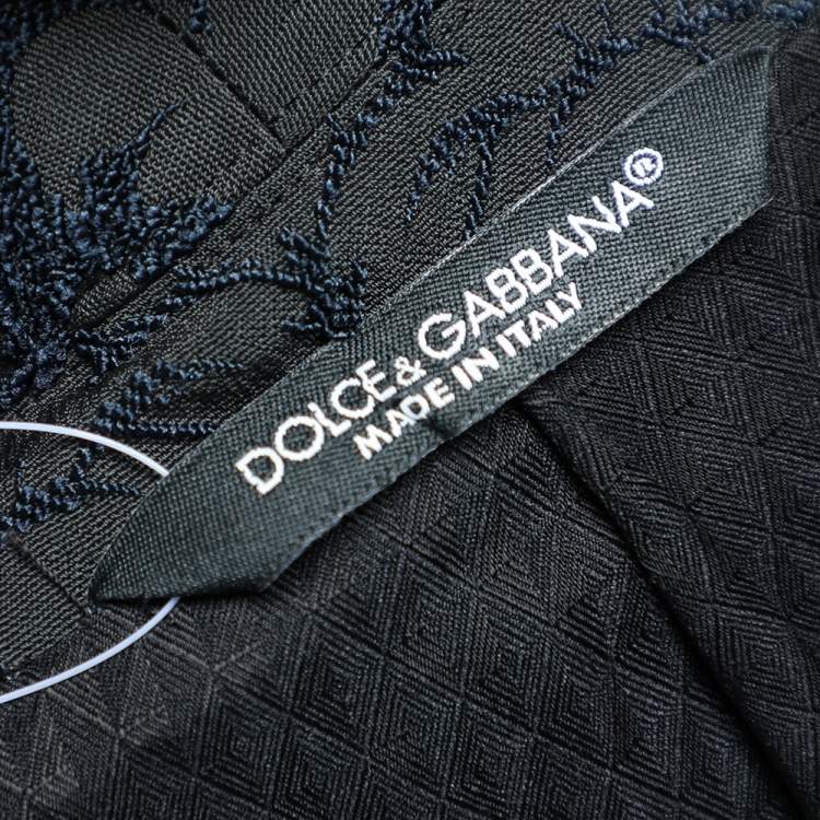 Pre Owned Dolce & Gabbana Navy Blue Velvet Contrast Trim Blazer M