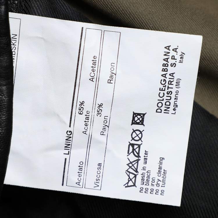 Pre Owned Dolce & Gabbana Black Leather & Cotton Layered Zip Front Jacket S