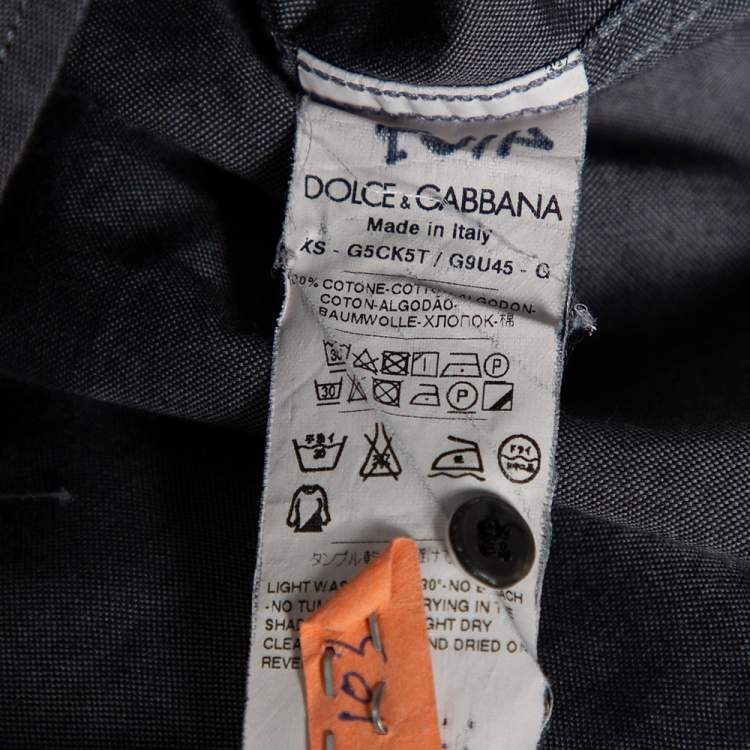 Pre Owned Dolce & Gabbana Grey Cotton Contrast Paneled Gold Label Shirt M