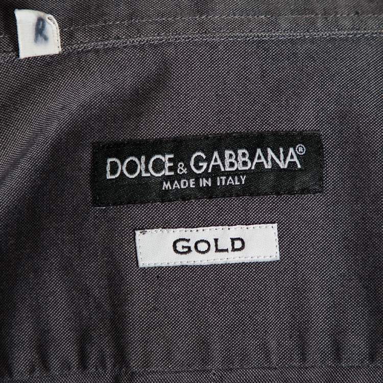 Pre Owned Dolce & Gabbana Grey Cotton Contrast Paneled Gold Label Shirt M