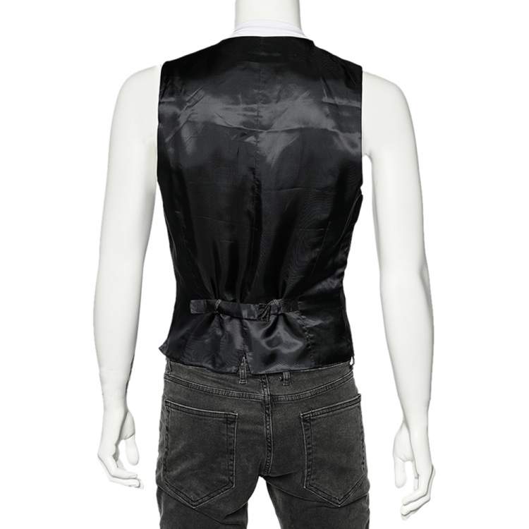 Pre Owned Dolce & Gabbana Midnight Blue Striped Wool Vest M