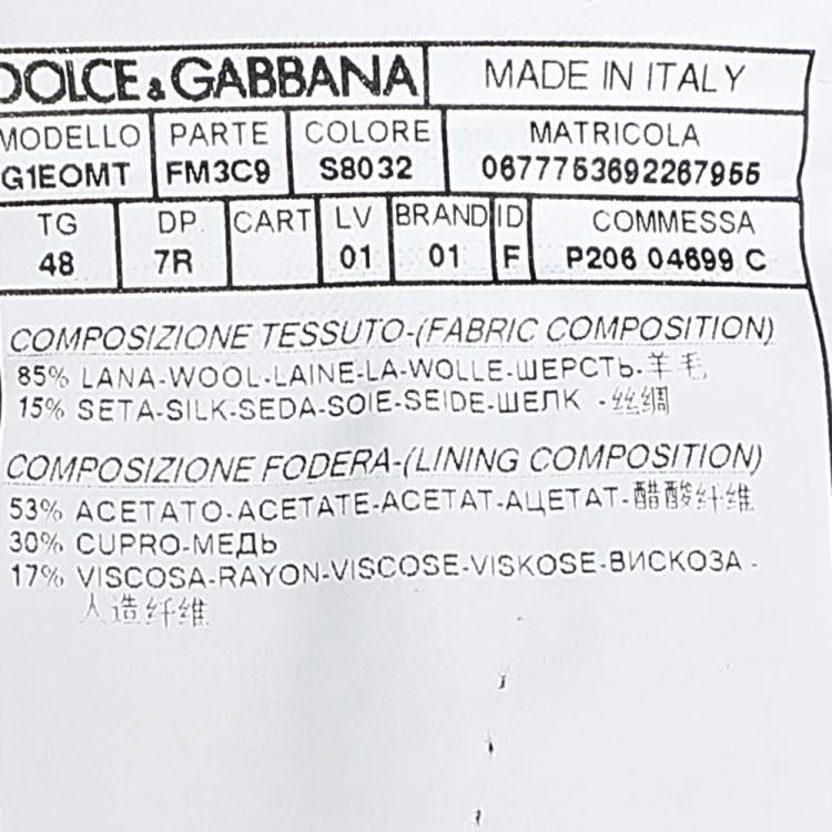 Pre Owned Dolce & Gabbana Black Dotted Wool & Silk Vest M