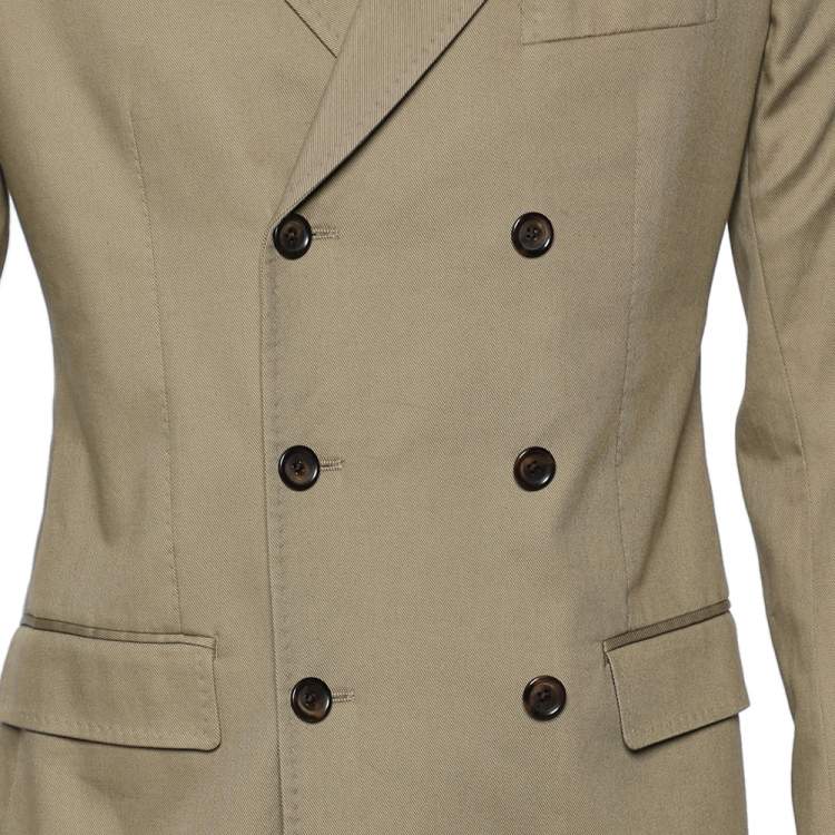 Pre Owned Dolce & Gabbana Beige Cotton Double Breasted Blazer M 