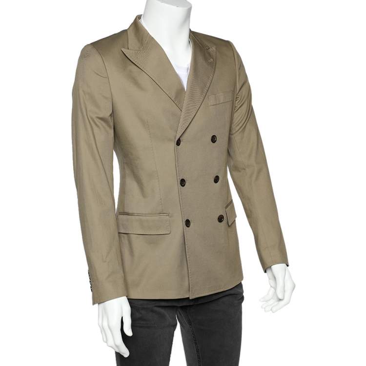 Pre Owned Dolce & Gabbana Beige Cotton Double Breasted Blazer M 