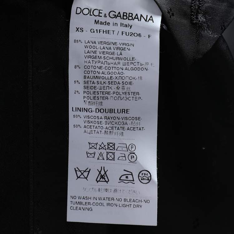 Pre Owned Dolce & Gabbana Black Wool Blend Velvet Trim Blazer M