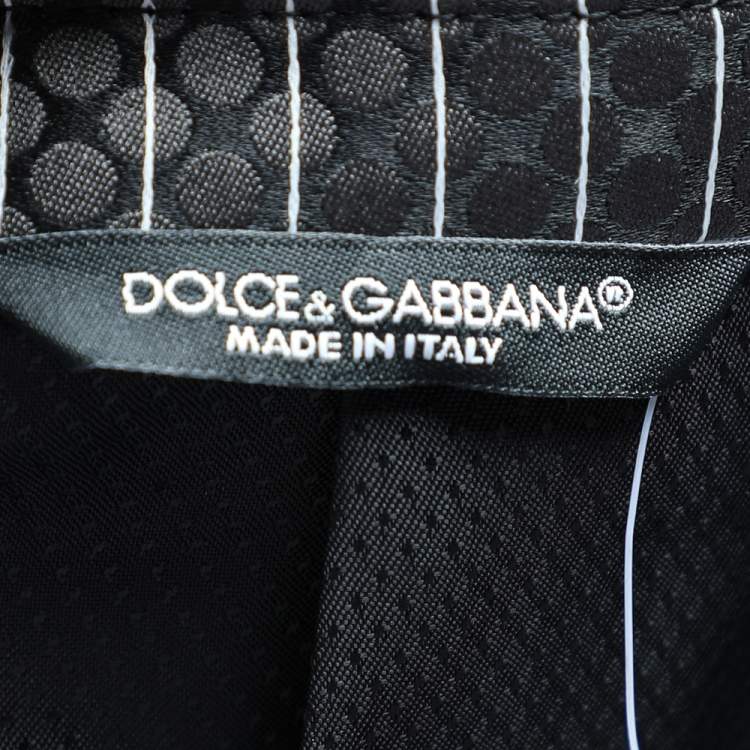 Pre Owned Dolce & Gabbana Grey Jacquard Wool Silk Double Breasted Blazer M