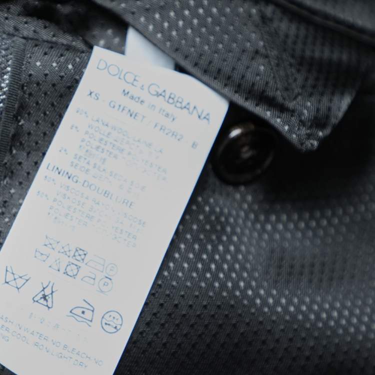 Pre Owned Dolce & Gabbana Charcoal Grey Striped Wool & Silk Trimmed Blazer M