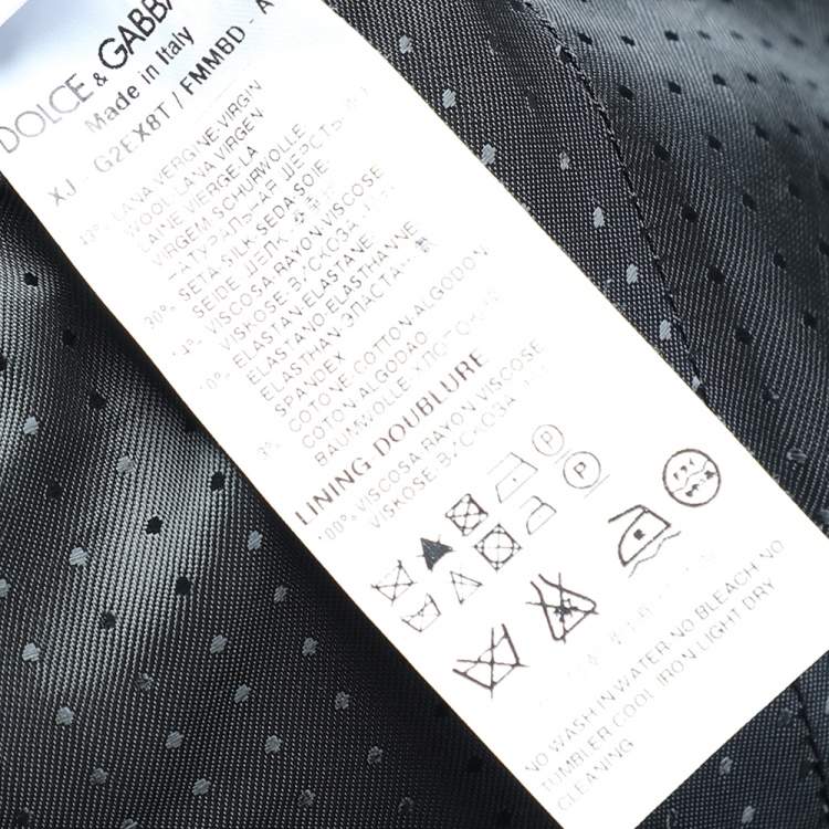 Pre Owned Dolce & Gabbana Black Polka Dotted Wool & Silk Trimmed Tuxedo Blazer S