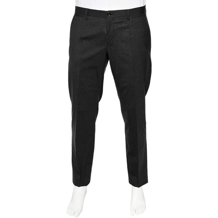 Pre Owned Dolce & Gabbana Charcoal Grey Wool Formal Pants M