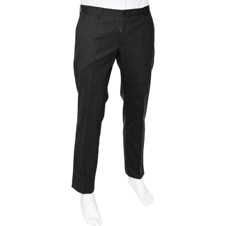 Pre Owned Dolce & Gabbana Charcoal Grey Wool Formal Pants M
