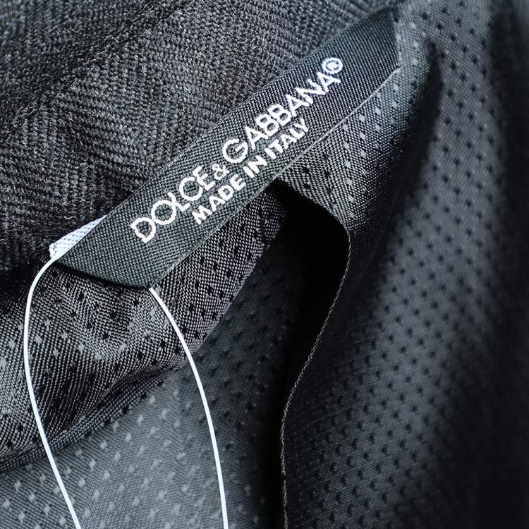 Pre Owned Dolce & Gabbana Charcoal Grey Wool Contrast Trim Detailed Blazer M 