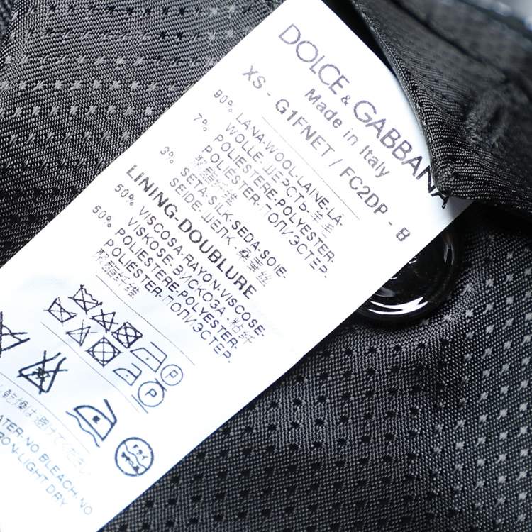 Pre Owned Dolce & Gabbana Charcoal Grey Wool Contrast Trim Detailed Blazer M 