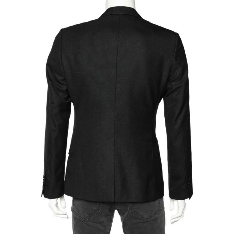 Pre Owned Dolce & Gabbana Black Textured Wool Single Breasted Blazer M 
