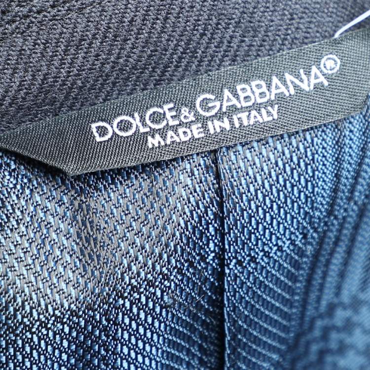 Pre Owned Dolce & Gabbana Midnight Blue Wool Logo Embroidered Single Breasted Blazer M 